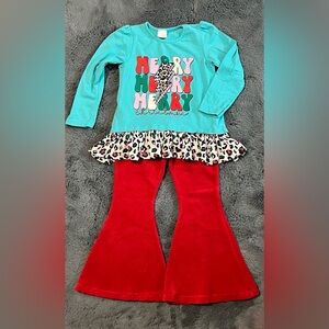 Boutique Christmas Outfit with Red Flare Pants
